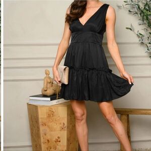 Black Ruffled Tiered V-Neck Sundress